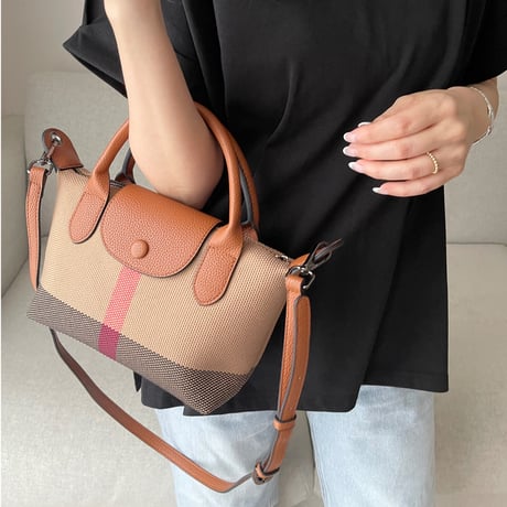 Leather mini boston bag