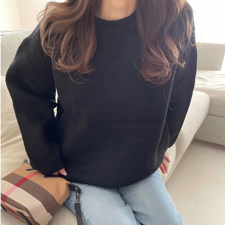 Over size wool knit(Black)