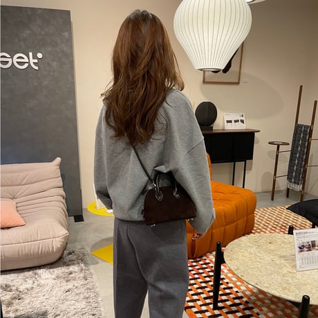 Leather mini suede bag(Brown)