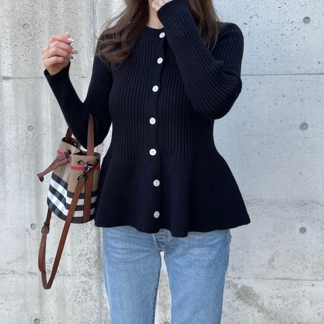 Flare knit cardigan(Black)