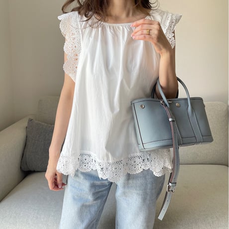 Leather midium tote bag(Blue)
