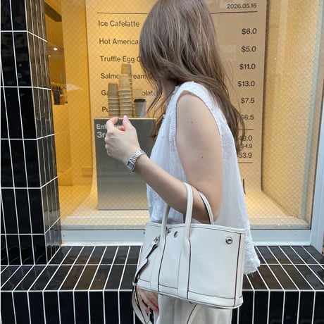Leather midium tote bag(Ivory)