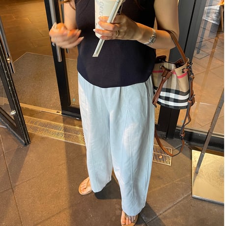 Linen wide pants(Light Blue)