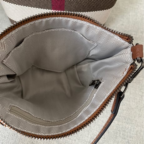 Leather handle tote bag