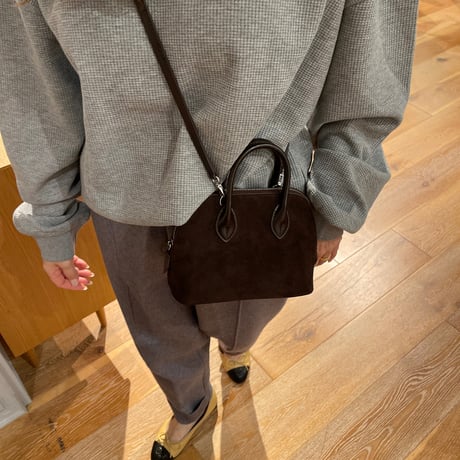 Leather mini suede bag(Brown)