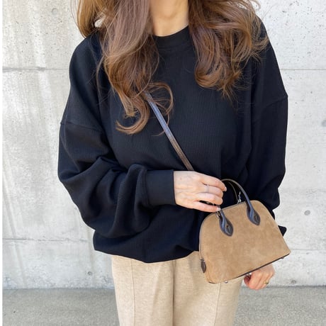 Waffle wide pullover(Black)