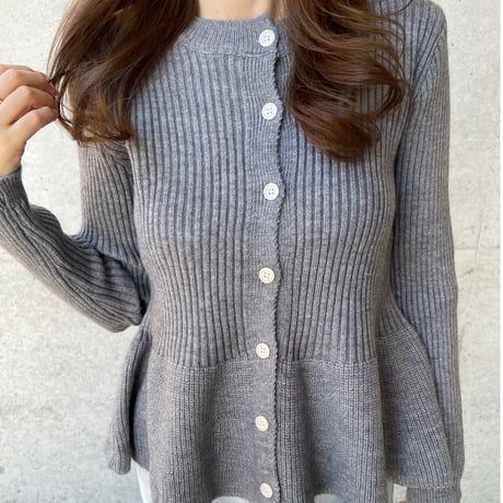 Flare knit cardigan(Gray)