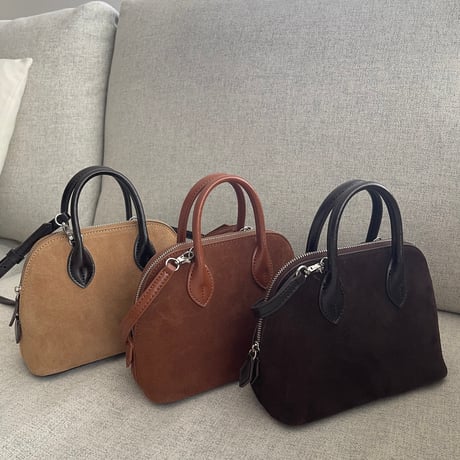 Leather mini suede bag(Brown)