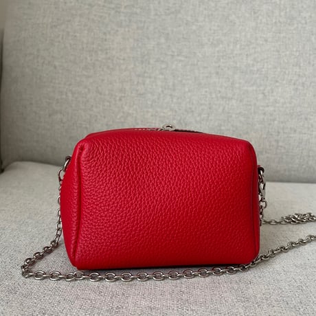 Leather mini pochette(Red)