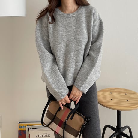 Over size wool knit(Gray)