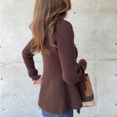Flare knit cardigan(Brown)