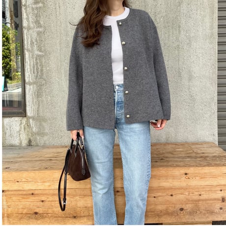 Wool knit cardigan(Gray)