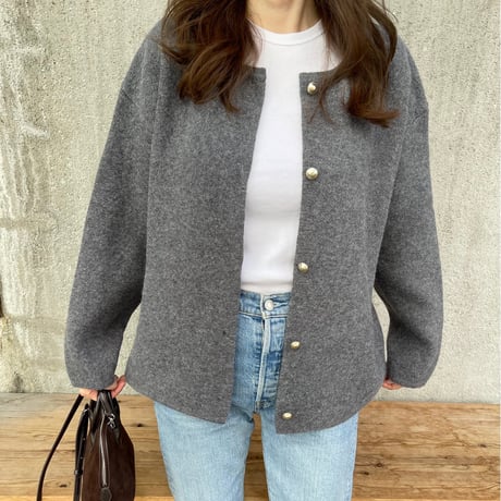 Wool knit cardigan(Gray)