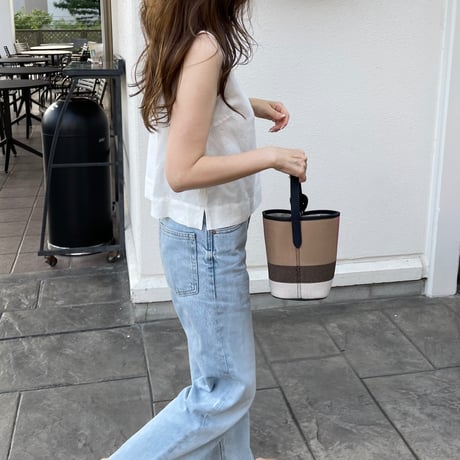 Leather bucket bag(Black)