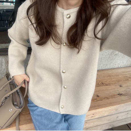 Wool knit cardigan(Ecru)