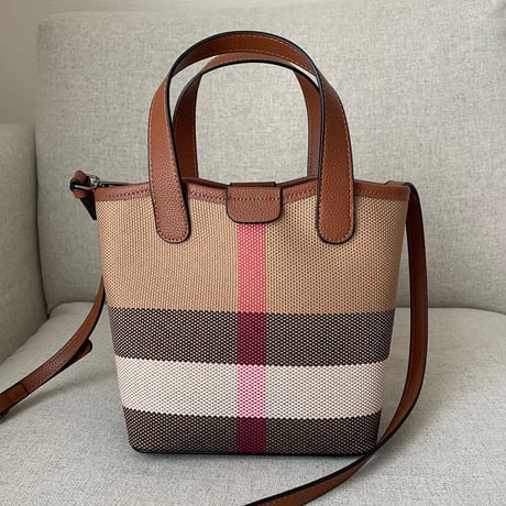 Leather handle tote bag