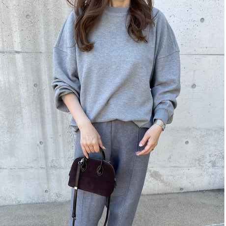 Waffle wide pullover(Gray)