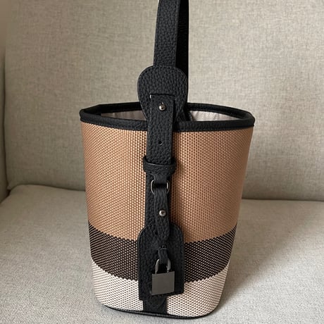 Leather bucket bag(Black)