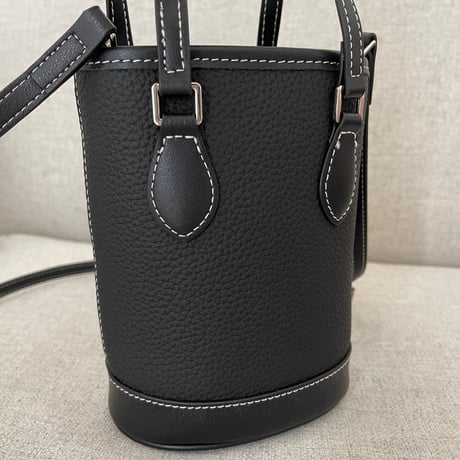 Square leather mini bag(Black)
