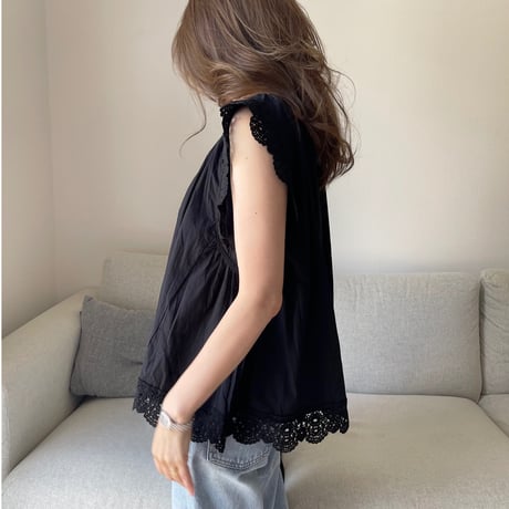 Cotton lace tops(Black)