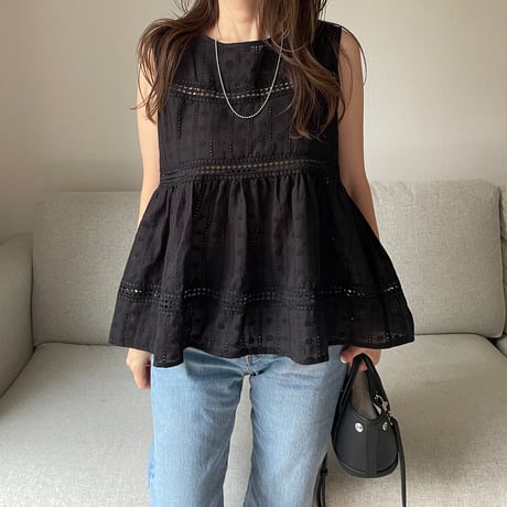 Tiered lace tops(Black)
