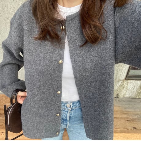 Wool knit cardigan(Gray)