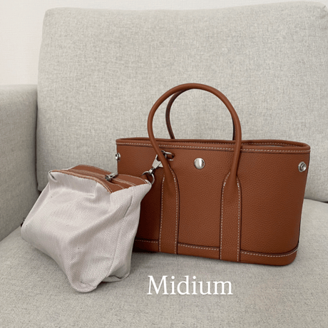 Leather midium tote bag (Brown)