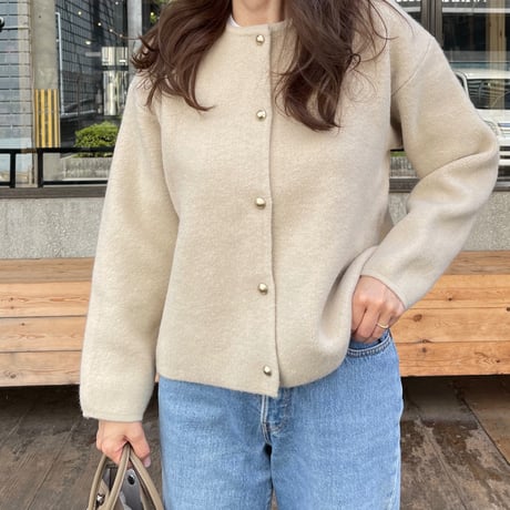 Wool knit cardigan(Ecru)