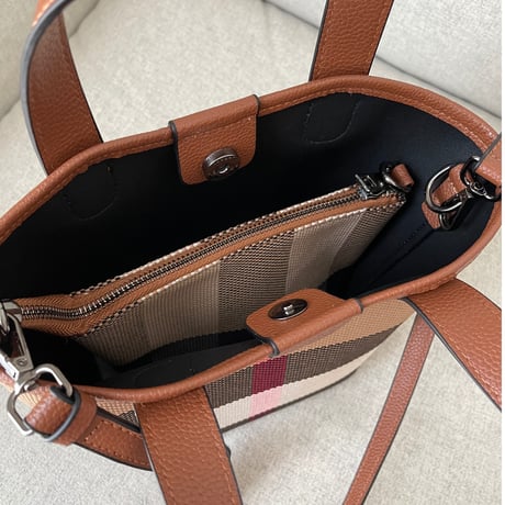 Leather handle tote bag
