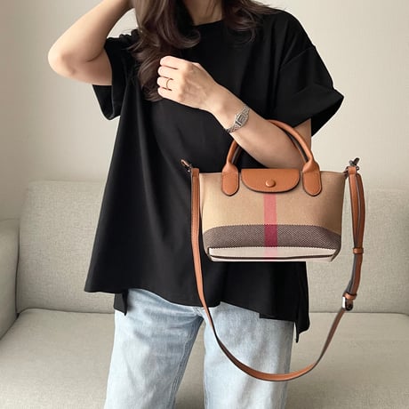 Leather mini boston bag