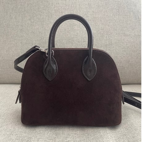 Leather mini suede bag(Brown)