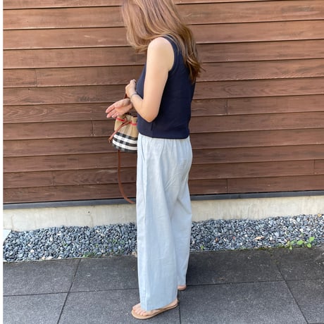 Linen wide pants(Light Blue)