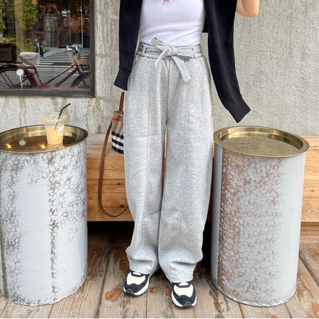Ribbon sweat pants(Gray)