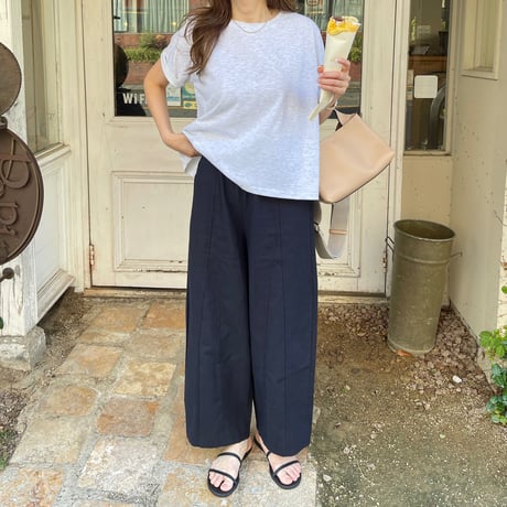 Linen wide pants(Navy)