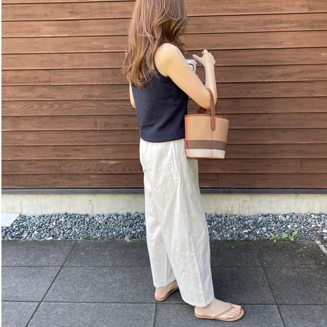 Linen wide pants(White)