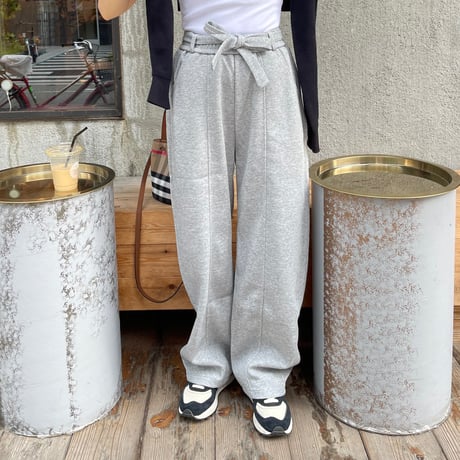 Ribbon sweat pants(Gray)