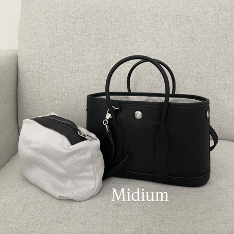 Leather midium tote bag(Black)