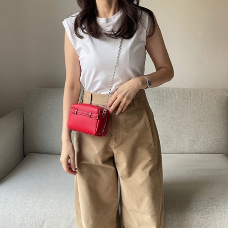 Leather mini pochette(Red)