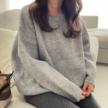 Over size wool knit(Gray)