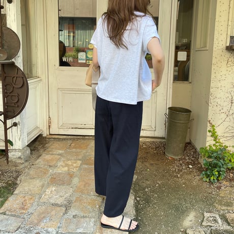 Linen wide pants(Navy)