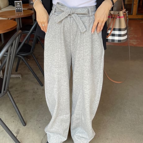 Ribbon sweat pants(Gray)