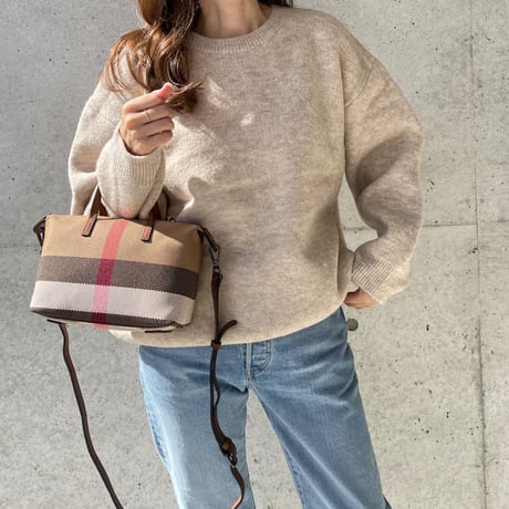 Over size wool knit(Beige)