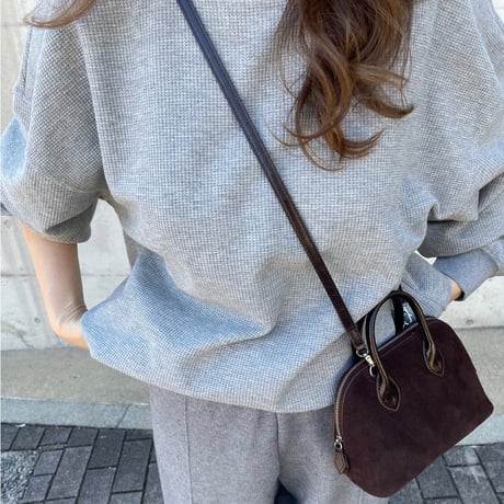 Leather mini suede bag(Brown)