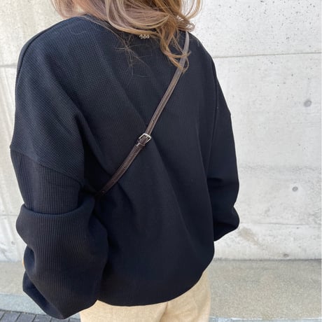 Waffle wide pullover(Black)