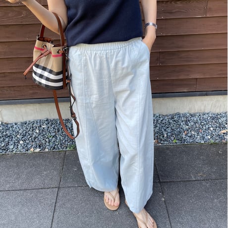 Linen wide pants(Light Blue)