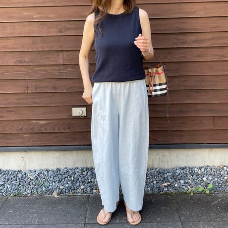 Linen wide pants(Light Blue)