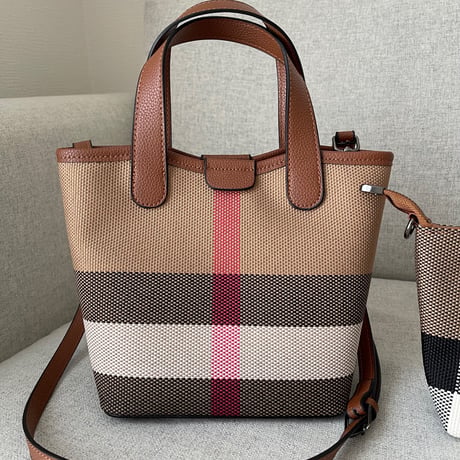 Leather handle tote bag
