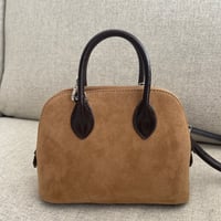 Leather mini suede bag(Beige)