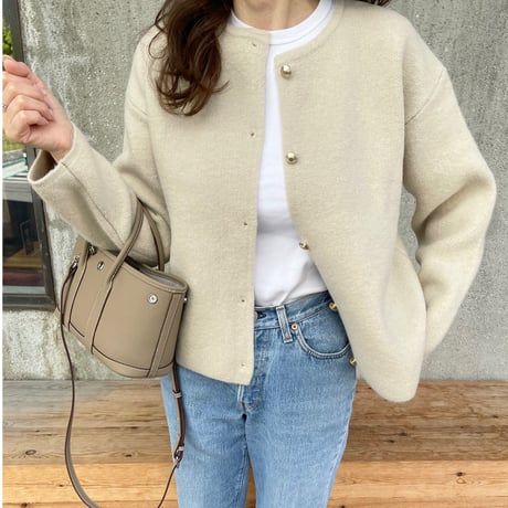 Wool knit cardigan(Ecru)