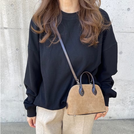 Leather mini suede bag(Beige)